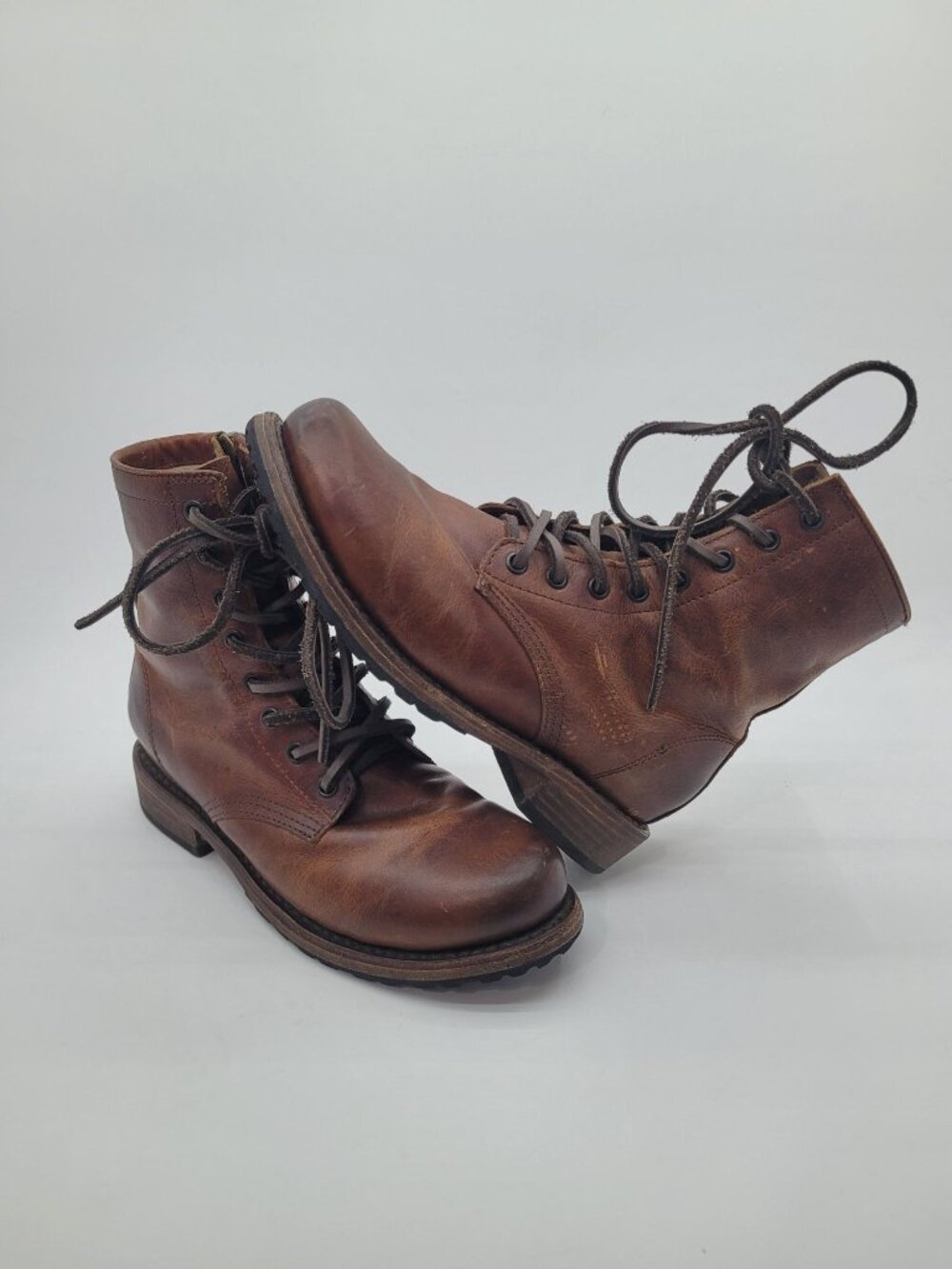 Freebird Manchester Lace Up Combat Boots Cognac Brown Leather Women's Size 7